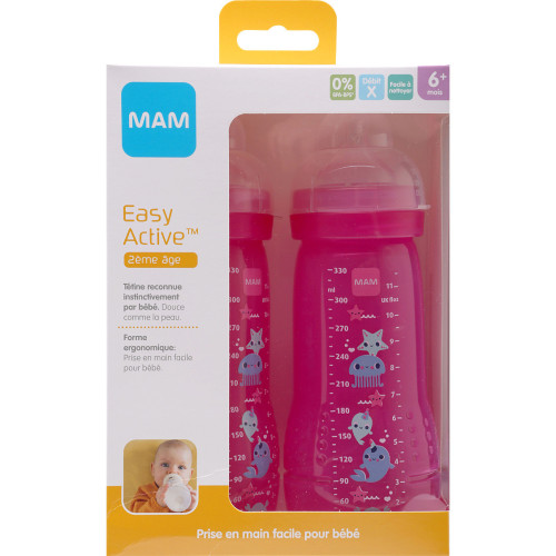 MAM Biberons 2eme Age Candy Pink Clearline 660mL - Anti-colique