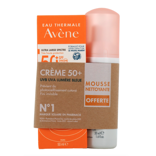 Crème Solaire Peaux Sensibles SPF 50+ 50 ml + Mousse Nettoyante OFFERTE 50 ml