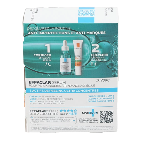Effaclar Sérum ultra-concentré 30 ml + Crème solaire fluide Anthelios UVMune 400 15 ml Effaclar Sérum ultra-concentré 30 ml + Crème solaire fluide Anthelios UVMune 400 15 ml