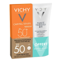 Capital Soleil Émulsion Protectrice Visage SPF50 50 ml + Pureté Thermale Démaquillant Intégral 100 ml Offert