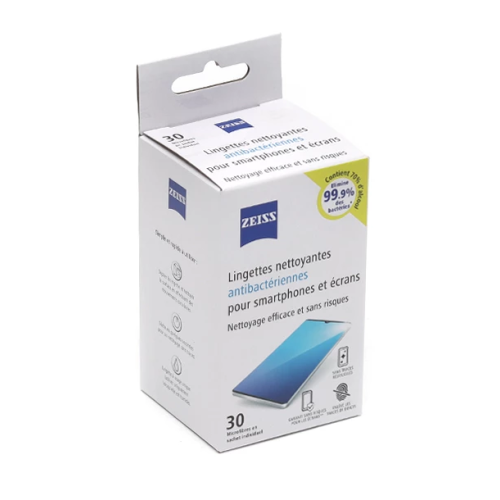 Lingettes Nettoyantes Antibactériennes pour Smartphones et Ecrans x 30