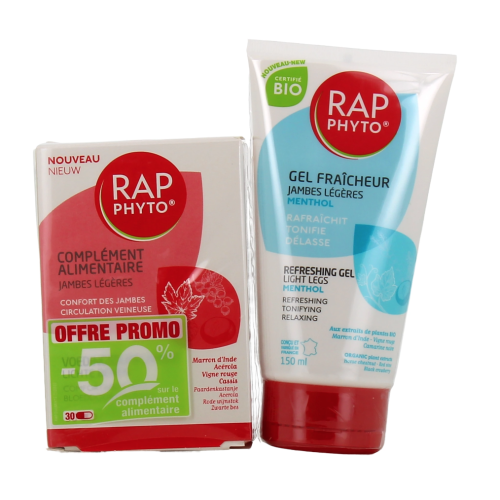 Rap Phyto Complément Alimentaire Jambes Légères 30 gélules + Gel Fraîcheur 150 ml Rap Phyto Complément Alimentaire Jambes Légères 30 gélules + Gel Fraîcheur 150 ml