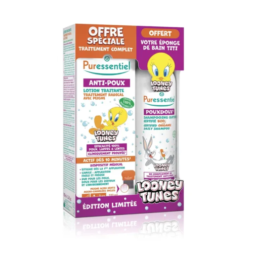 ANTI-POUX Coffret Poux Édition Limitée Looney Tunes Lotion Traitante 100 ml & Shampooing 200 ml