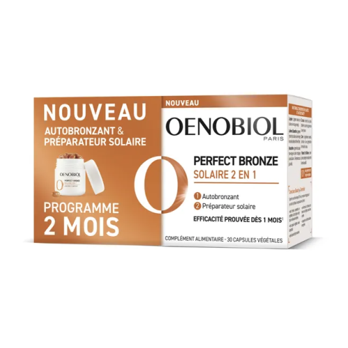 Oenobiol Perfect Bronze Solaire 2 en 1 Autobronzant et Préparateur Solaire 2 x 30 capsules végétales Oenobiol Perfect Bronze Solaire 2 en 1 Autobronzant et Préparateur Solaire 2 x 30 capsules végétales