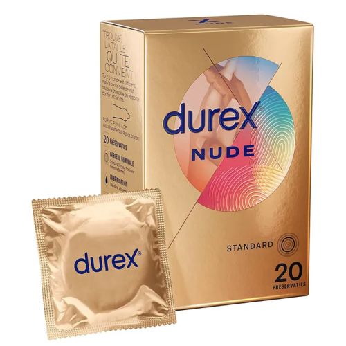 NUDE - Préservatifs Lubrifiés Ultra Fins, 20 Unités