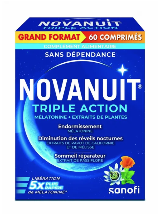 Novanuit Triple Action 60 Comprimés - Sanofi, Pour Un Sommeil Réparateur, Neuf !