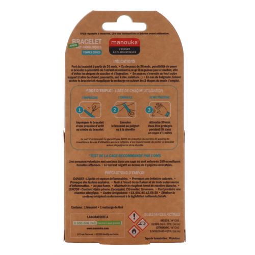 Bracelet Anti-Moustiques Junior + Recharge 6 ml Dinosaures