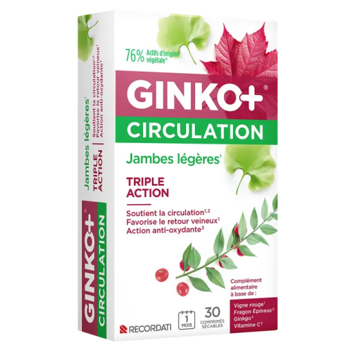 Ginko+ Circulation Jambes Lourdes, 30 comprimés Ginko+ Circulation Jambes Lourdes, 30 comprimés
