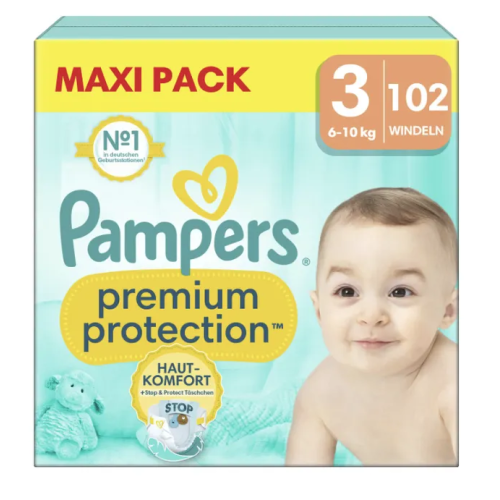 PREMIUM PROTECTION Couches Taille 3 de 6 à 10 kg 102 Couches PREMIUM PROTECTION Couches Taille 3 de 6 à 10 kg 102 Couches