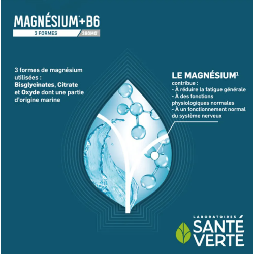 Magnésium +B6 3 Formes 360 mg Libération Prolongée 60 comprimés