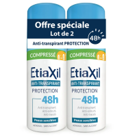 Déodorant Anti-Transpirant Protection 48H Peaux Sensibles Aérosol Compressé Lot de 2 x 100 ml
