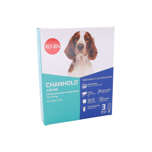 CHANHOLD 120 mg pour chiens de 10,1 à 20 kg, 3 pipettes