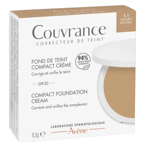 COUVRANCE Fond de Teint Compact Crème SPF 30 Teinte 1.1 Naturel 8,5 g COUVRANCE Fond de Teint Compact Crème SPF 30 Teinte 1.1 Naturel 8,5 g