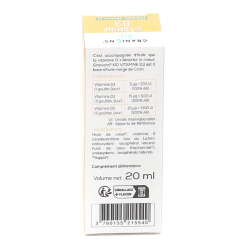 Kid Vitamine D3 200 UI gouttes buvables 20 ml