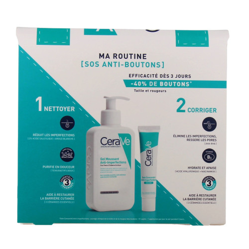 Coffret Cartable SOS Anti-Boutons : Gel Moussant + Soin Concentré Anti-Imperfections + Bijou De Téléphone Offert