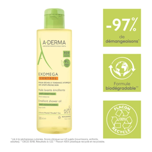 Huile lavante émolliente Exomega Control 200 ml