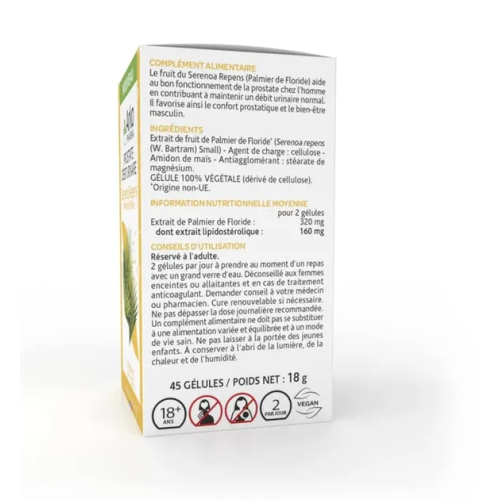 ARKOGÉLULES Serenoa Repens Palmier de Floride Prostate Débit Urinaire 45 gélules