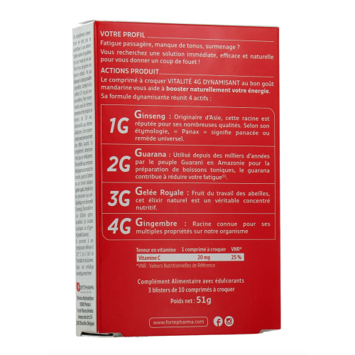 Vitalité 4G Dynamisant 30 comprimés