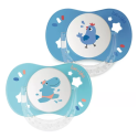 Sucette silicone anatomique avec anneau +18m Hippopotame & Coq 2 sucettes