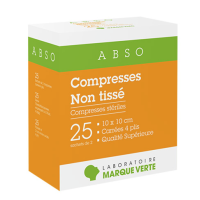 Compresses stériles non tissé 25 sachets de 2 compresses de 10 x 10 cm