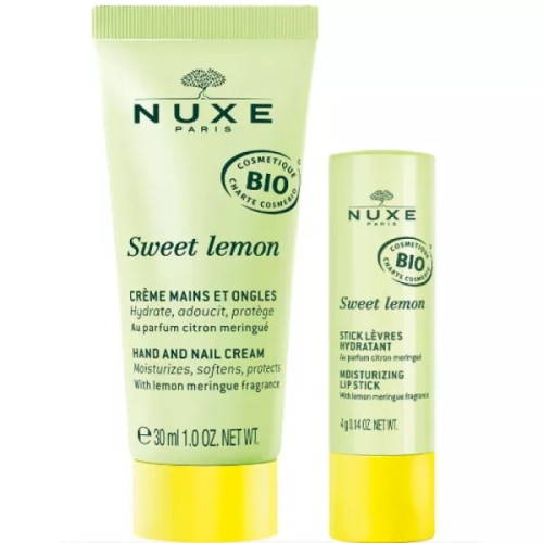 Sweet Lemon Coffret Crème mains et ongles Bio 30ml + Stick à lèvres hydratant Bio 4g