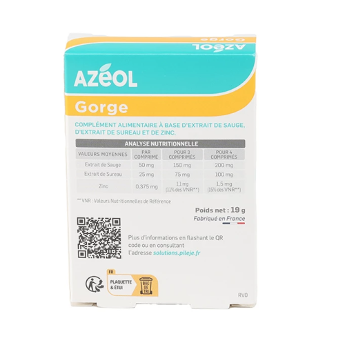 Azéol Gorge Miel citron 30 comprimés à sucer
