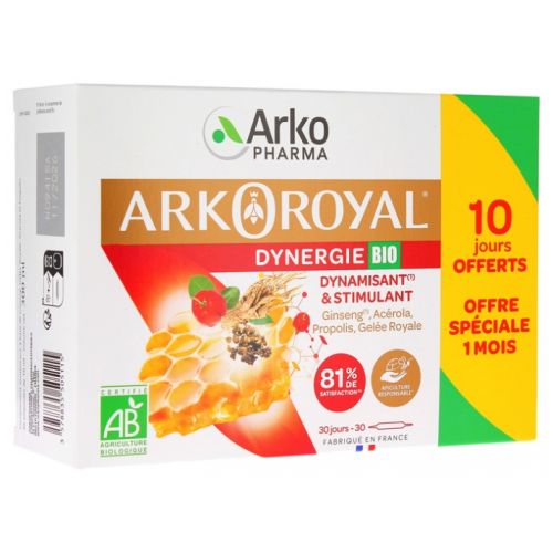 Arkoroyal Dynergie Fortifiant&Stimulant 30 ampoules dont 10 OFFERTES Arkoroyal Dynergie Fortifiant&Stimulant 30 ampoules dont 10 OFFERTES