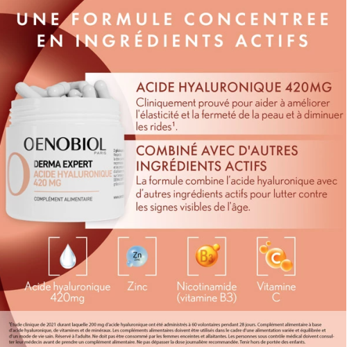 DERMA EXPERT Complément Alimentaire Acide Hyaluronique 420 mg 2 x 30 gélules