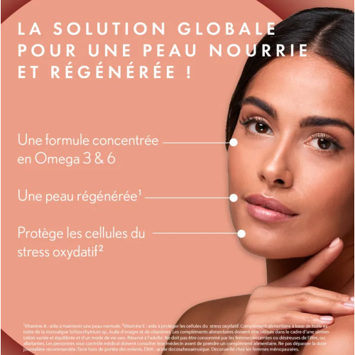 DERMA EXPERT Complément Alimentaire Oméga 3 et 6, 30 Capsules Végétales