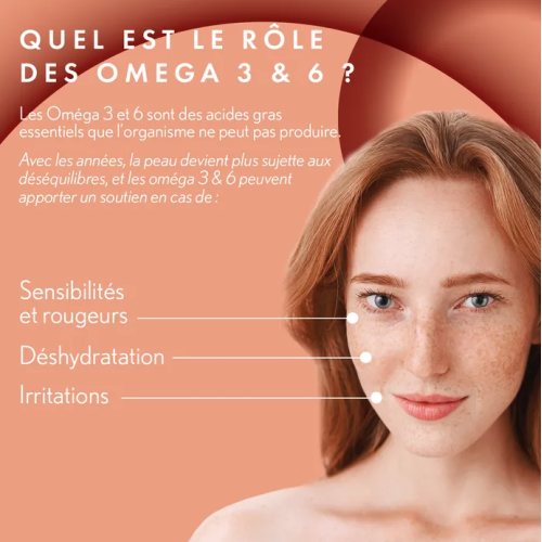 DERMA EXPERT Complément Alimentaire Oméga 3 et 6, 30 Capsules Végétales