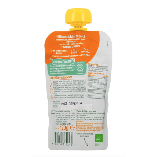 Compote Bébé dès 4 mois Poire - Clémentine