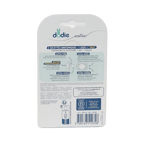 Extra sucette anatomique silicone Nuit 0-6 mois 2 sucettes