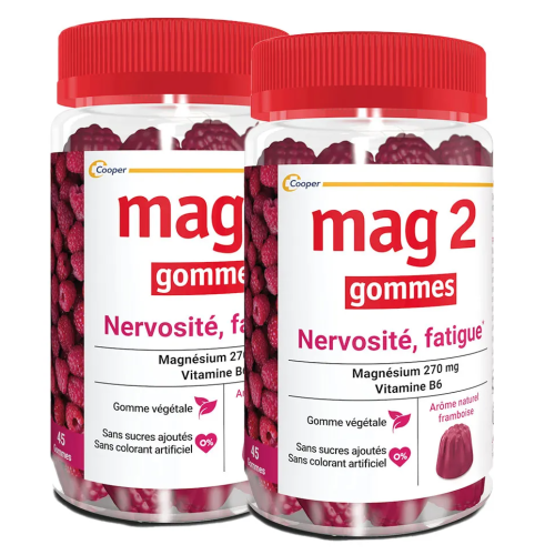 Mag 2 Magnesium + Vitamine B6 Framboise 2 x 45 gummies