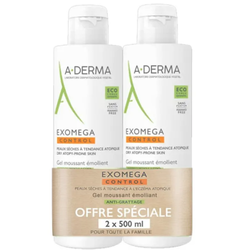 Exomega Control Gel Moussant Emollient Peaux A Tendance Atopique 2 x 500 ml Exomega Control Gel Moussant Emollient Peaux A Tendance Atopique 2 x 500 ml