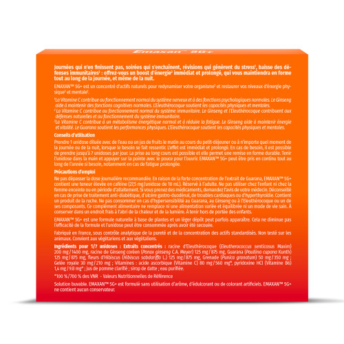 Emaxam 5G+ Energie Physique & Mentale, Défenses Immunitaires 7 unidoses