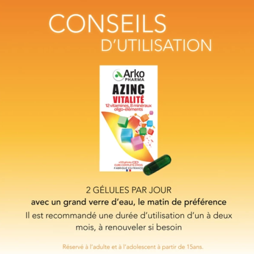 Azinc Vitalité gélules multivitamines 2 x 120 gélules