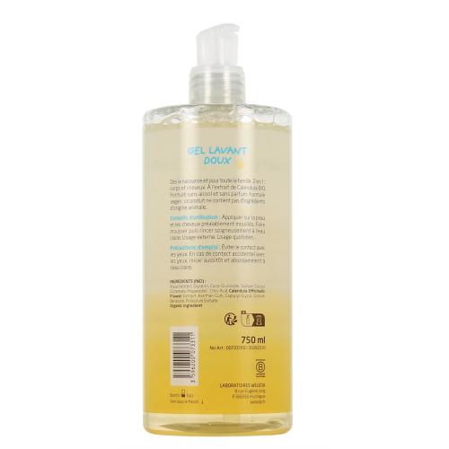 Baby Gel Lavant Doux au Calendula 2en1 Sans Parfum 750 ml