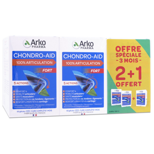 Chondro-Aid Fort 100% articulation 3 x 60 gélules Chondro-Aid Fort 100% articulation 3 x 60 gélules