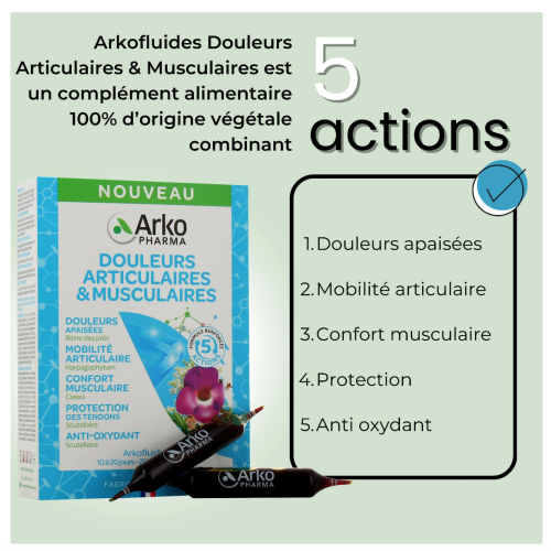 Arkofluides Douleurs Articulaires & Musculaires 20 Ampoules