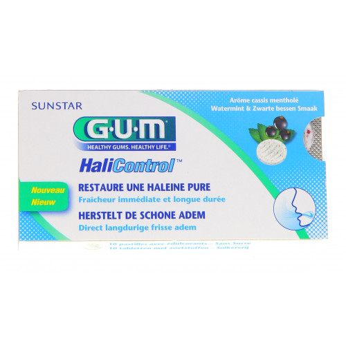 GUM Halicontrol Pastilles 10 - Fraîcheur Cassis Mentholé, Sans Sucre