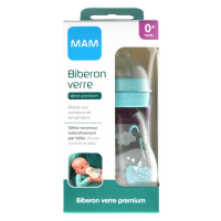 Biberon Verre Premium 170 ml 0 Mois et + Débit 1 Ours et Hérisson