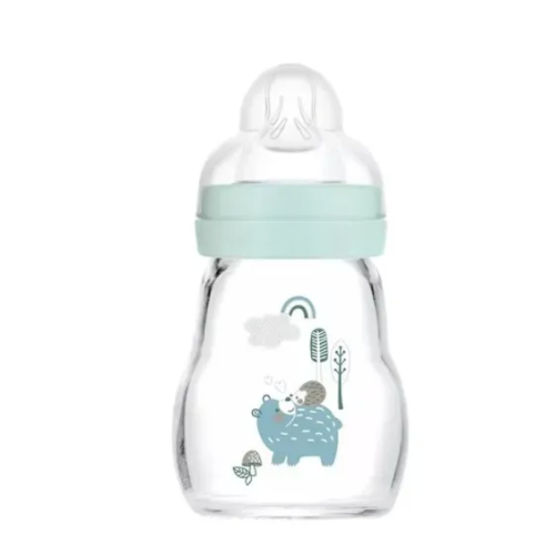 Biberon Verre Premium 170 ml 0 Mois et + Débit 1 Ours et Hérisson