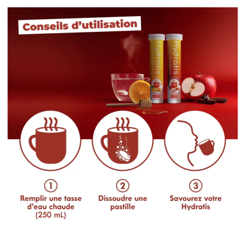 Hydratation Miel Citron à Boire Chaud 20 Pastilles Effervescentes