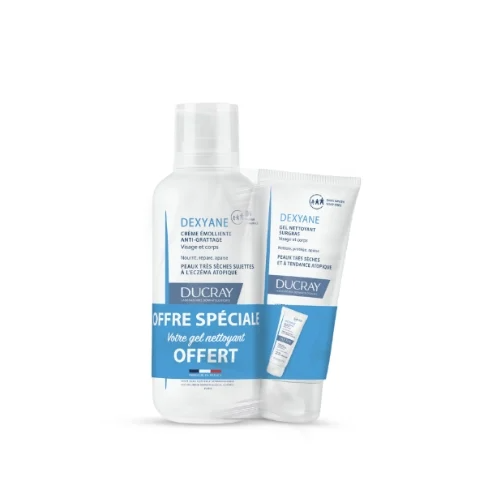 Dexyane Crème Emolliente Anti-Grattage 400 ml + Gel Nettoyant Surgras Offert 100 ml