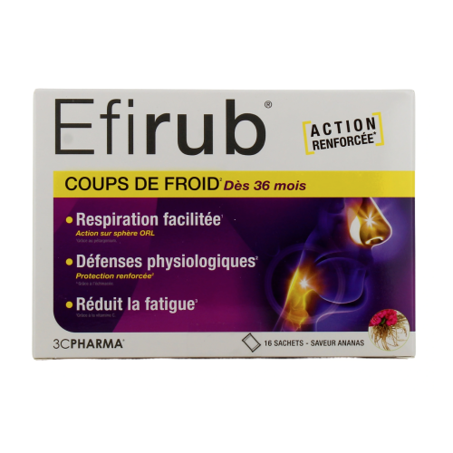 Efirub Coups de Froid Goût Ananas 16 Sachets