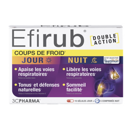 Efirub Coups de Froid 15 Gélules Jour + 5 Comprimés Nuit