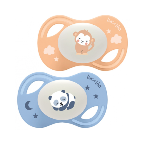 Collection Nuit 2 Sucettes Anatomiques Téterelle Extra-Fine 6-18 Mois Panda et Singe Collection Nuit 2 Sucettes Anatomiques Téterelle Extra-Fine 6-18 Mois Panda et Singe