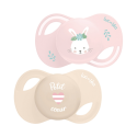 Collection 2 Sucettes Anatomiques Téterelle Extra-Fine 0-6 Mois Lapin - Petit Cœur