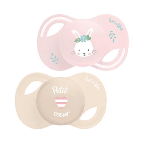 Collection 2 Sucettes Anatomiques Téterelle Extra-Fine 0-6 Mois Lapin - Petit Cœur