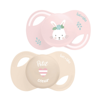 Collection 2 Sucettes Anatomiques Téterelle Extra-Fine 0-6 Mois Lapin - Petit Cœur